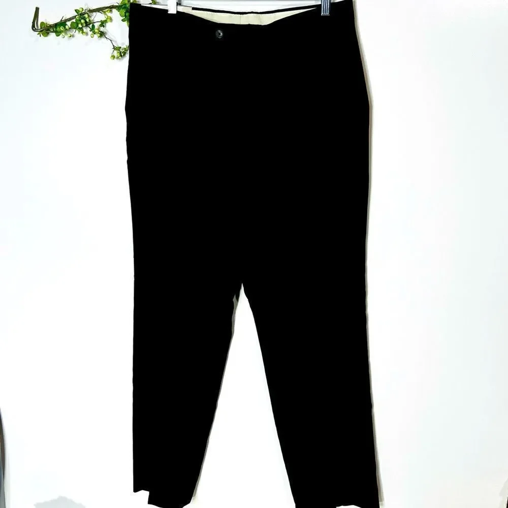 Haggar Black Label Black Pants Classic American Fit Plain Front NWT!